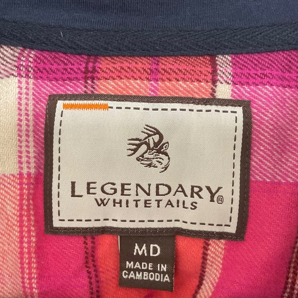 Legendary Whitetails Womens Plaid Flannel Hooded Shirt Pearled Snaps Size M - Picture 3 of 5